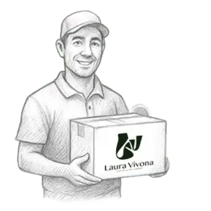 Un repartidor feliz, repartiendo productos en juguetes con madera