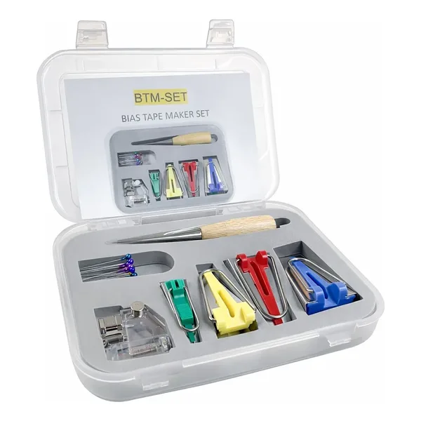 Kit de bies maker, prensatelas de cinta al bies, punzon y alfileres